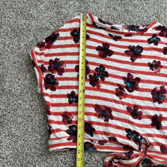 Postmark Anthropologie orange & white floral striped short sleeve top size XS - Picture 9 of 11